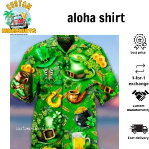 Irish Hat Saint Patricks Day Green Hawaiian Aloha Hawaii Shirts 1