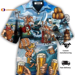 Viking Thor Vs Midgard Serpent Custom Hawaiian Shirt For